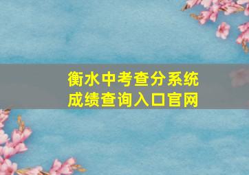 衡水中考查分系统成绩查询入口官网