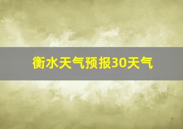 衡水天气预报30天气