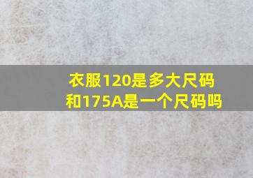 衣服120是多大尺码和175A是一个尺码吗