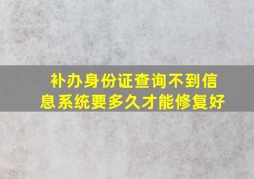 补办身份证查询不到信息系统要多久才能修复好