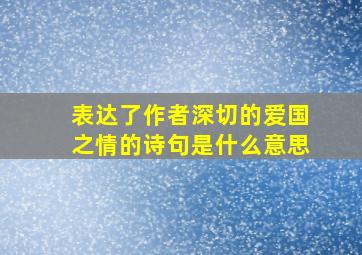 表达了作者深切的爱国之情的诗句是什么意思