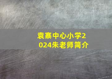 袁寨中心小学2024朱老师简介