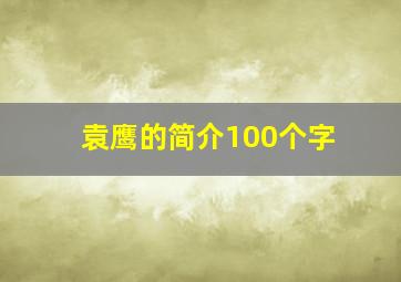 袁鹰的简介100个字