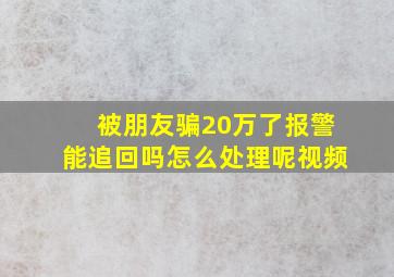 被朋友骗20万了报警能追回吗怎么处理呢视频