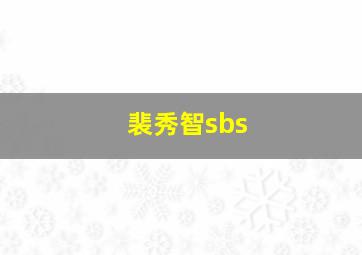 裴秀智sbs