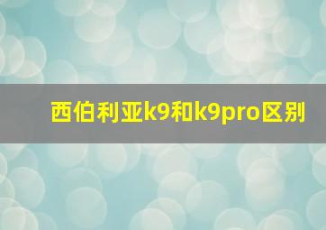 西伯利亚k9和k9pro区别