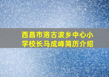 西昌市洛古波乡中心小学校长马成峰简历介绍