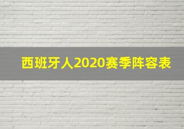 西班牙人2020赛季阵容表