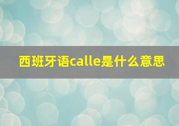 西班牙语calle是什么意思