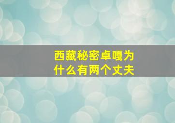 西藏秘密卓嘎为什么有两个丈夫