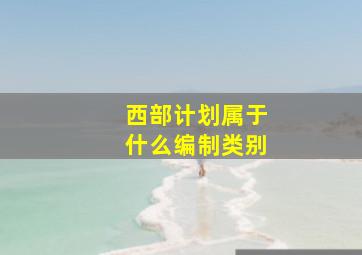 西部计划属于什么编制类别