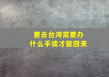 要去台湾需要办什么手续才能回来