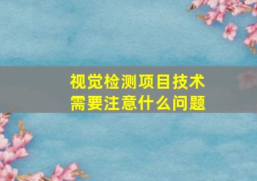 视觉检测项目技术需要注意什么问题