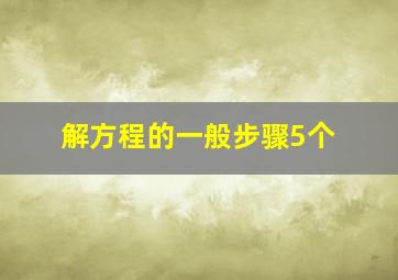 解方程的一般步骤5个