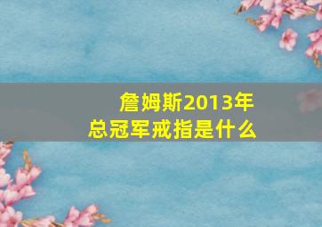 詹姆斯2013年总冠军戒指是什么