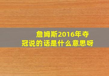 詹姆斯2016年夺冠说的话是什么意思呀