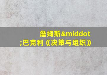 詹姆斯·巴克利《决策与组织》