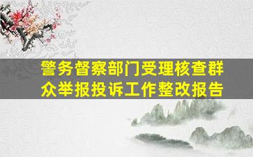 警务督察部门受理核查群众举报投诉工作整改报告