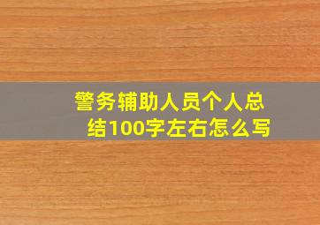 警务辅助人员个人总结100字左右怎么写