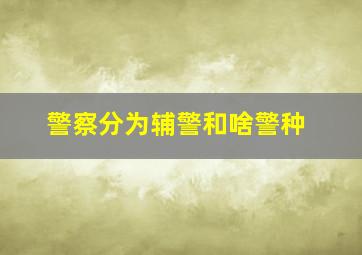 警察分为辅警和啥警种