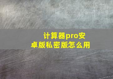 计算器pro安卓版私密版怎么用