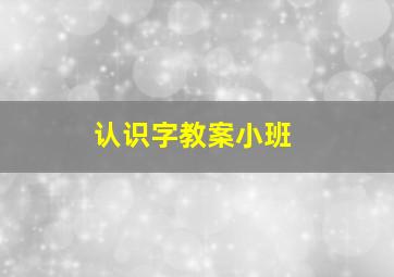 认识字教案小班