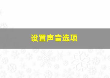 设置声音选项