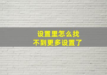 设置里怎么找不到更多设置了