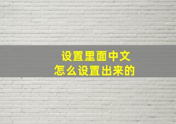 设置里面中文怎么设置出来的