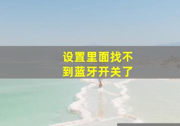 设置里面找不到蓝牙开关了