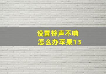 设置铃声不响怎么办苹果13