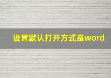 设置默认打开方式是word