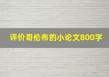 评价哥伦布的小论文800字