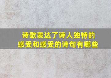 诗歌表达了诗人独特的感受和感受的诗句有哪些