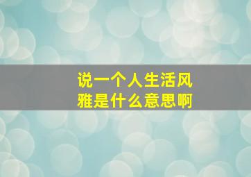 说一个人生活风雅是什么意思啊