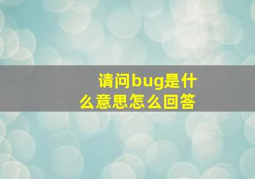 请问bug是什么意思怎么回答