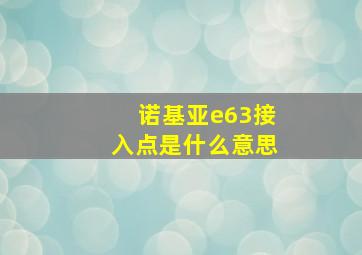 诺基亚e63接入点是什么意思