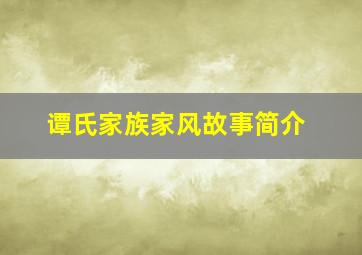 谭氏家族家风故事简介