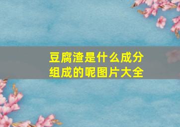 豆腐渣是什么成分组成的呢图片大全