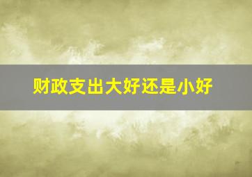 财政支出大好还是小好