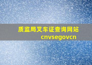 质监局叉车证查询网站cnvsegovcn