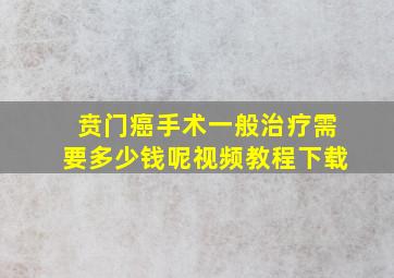 贲门癌手术一般治疗需要多少钱呢视频教程下载