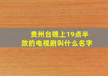 贵州台晚上19点半放的电视剧叫什么名字