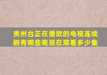 贵州台正在播放的电视连续剧有哪些呢现在观看多少集