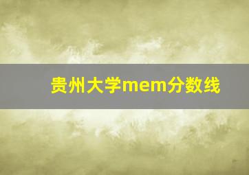 贵州大学mem分数线