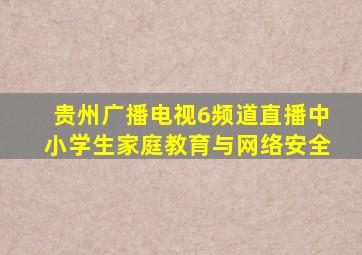 贵州广播电视6频道直播中小学生家庭教育与网络安全