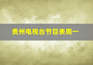 贵州电视台节目表周一