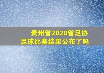 贵州省2020省足协足球比赛结果公布了吗