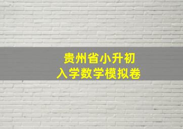 贵州省小升初入学数学模拟卷