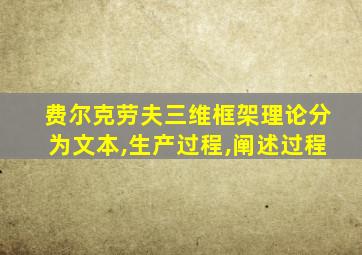 费尔克劳夫三维框架理论分为文本,生产过程,阐述过程